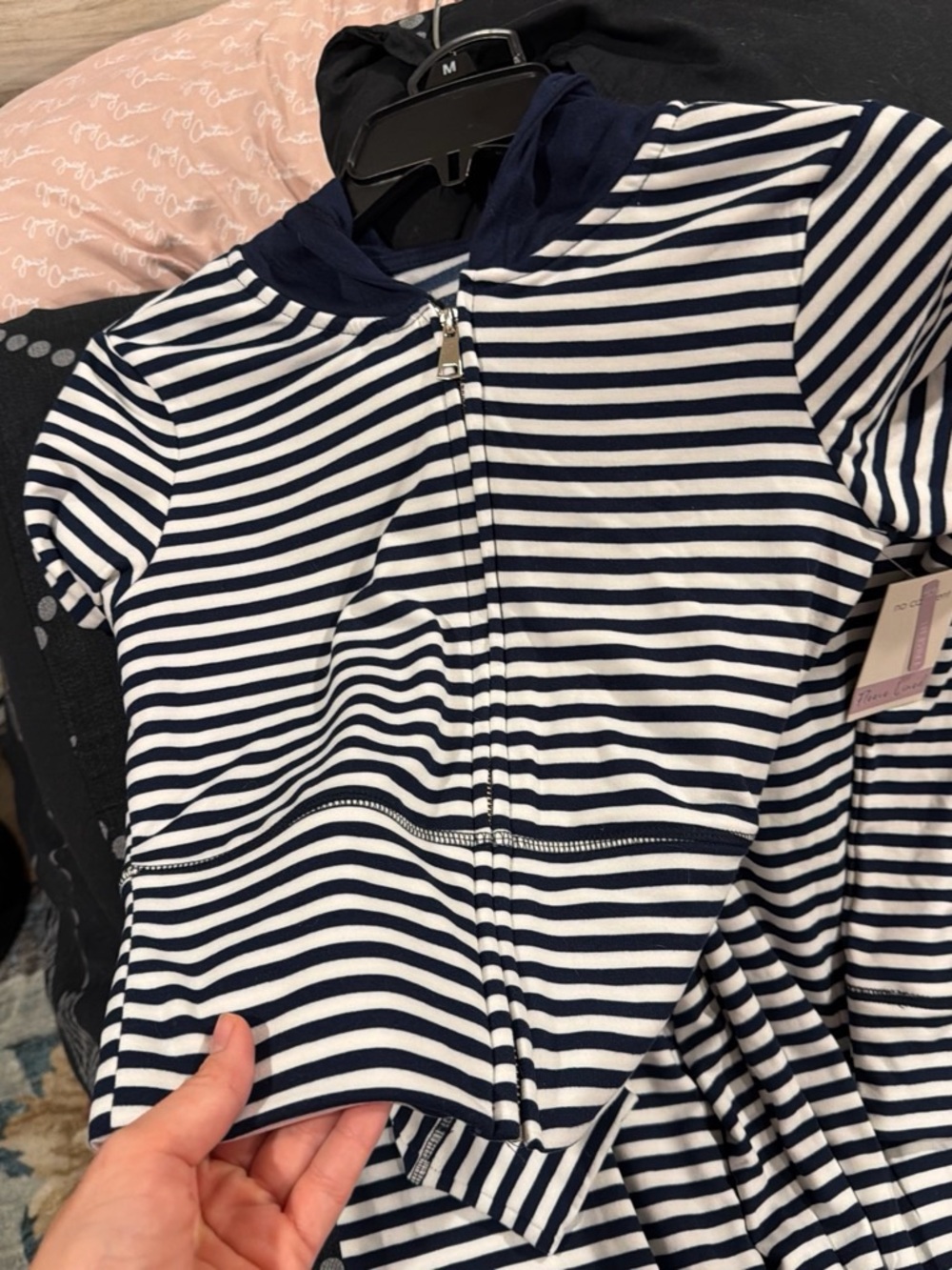 Navy & White Striped Zip-Up Dress